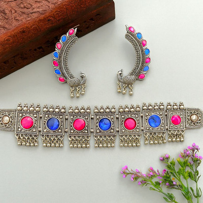 adhira creation Brass Pink, Blue Jewellery Set(Pack of 1)