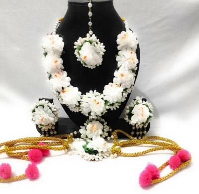 NIHARIKA HANDICRAFTS Fabric White Jewellery Set(Pack of 1)