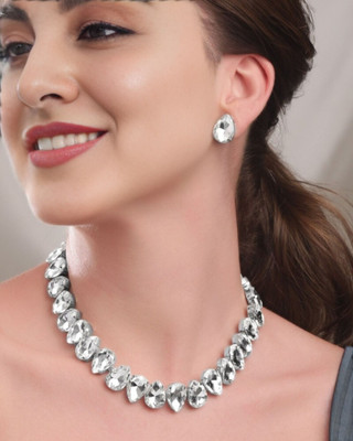 MANSIYAORANGE Alloy Rhodium White, Silver Jewellery Set(Pack of 3)