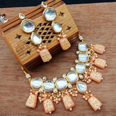 Modernjewelers Alloy Gold-plated Orange Jewellery Set(Pack of 1)
