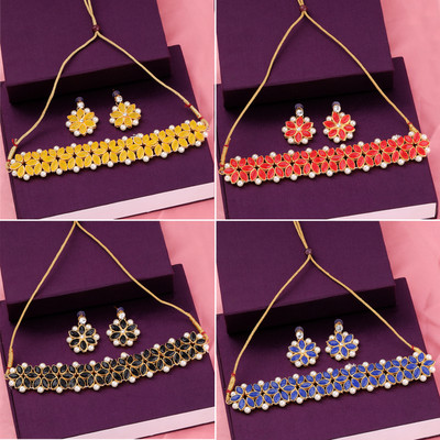 NM CREATION Alloy Gold-plated Multicolor Jewellery Set(Pack of 4)