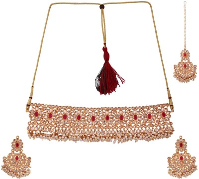 Styylo Jewels Brass Gold-plated Red Jewellery Set(Pack of 4)