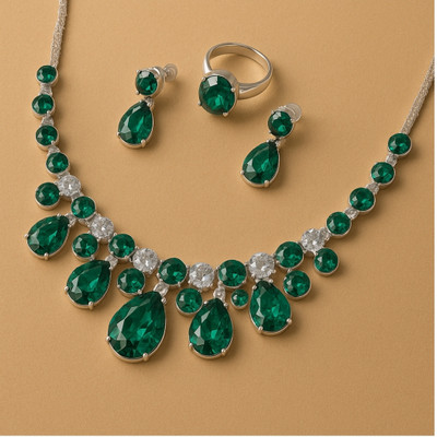ALISS Alloy Brass Green Jewellery Set(Pack of 1)