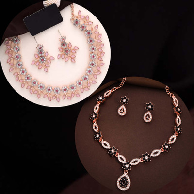 Vedda Brass Gold-plated Rose Gold, Black, Pink Jewellery Set(Pack of 1)