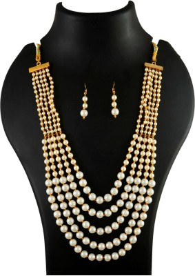 Jewar Mandi Brass Gold-plated Multicolor, White Jewellery Set(Pack of 1)