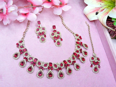 VATSALYA creation Alloy Gold-plated Pink Jewellery Set(Pack of 1)