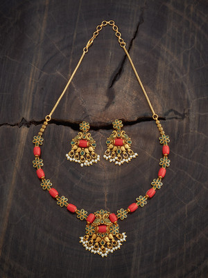 Kushal's Fashion Jewellery Copper Gold-plated Green Jewellery Set(Pack of 3)