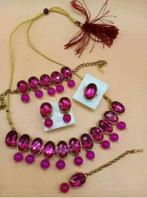 jatin imitation Metal Gold-plated Pink Jewellery Set(Pack of 5)