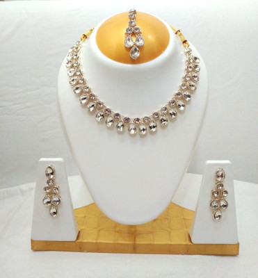 Brinah Brass Silver White Jewellery Set(Pack of 1)