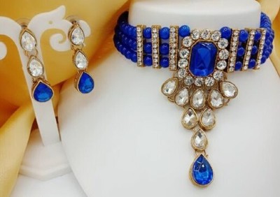 RP JEWELS Alloy Gold-plated Blue Jewellery Set(Pack of 1)