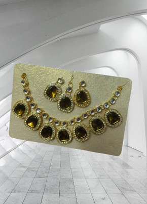 lucylove Brass Gold-plated Green Jewellery Set(Pack of 1)