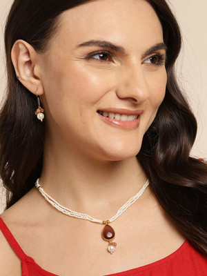 ANOUK Brass Gold-plated White Jewellery Set(Pack of 1)