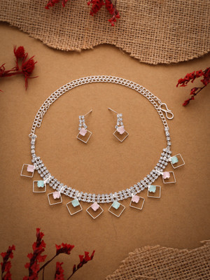 Vedda Brass Silver Silver, White Jewellery Set(Pack of 1)