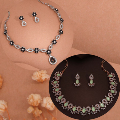 Vedda Brass Gold-plated Rose Gold, Green, Black Jewellery Set(Pack of 1)