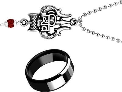 KINGSTYLEIMPEX Stainless Steel Sterling Silver Black Jewellery Set(Pack of 3)