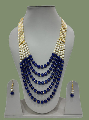 Dreamish Imitation Mother of Pearl, Alloy Gold-plated Blue, White Jewellery Set(Pack of 1)