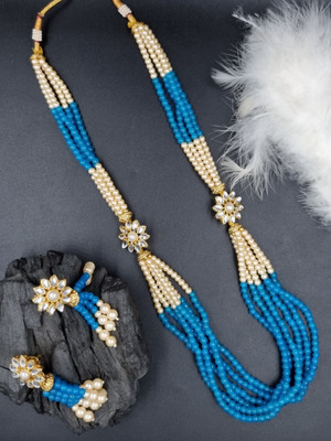 aarnaa Zinc Gold-plated Turquoise Jewellery Set(Pack of 1)