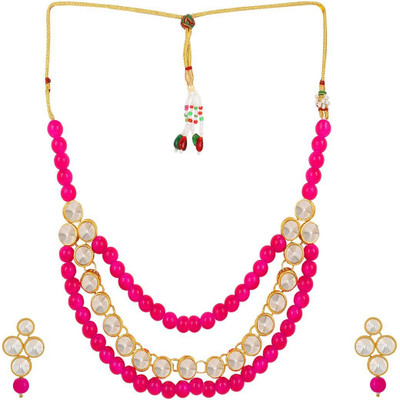 Nivaan Brass Brass Pink, White Jewellery Set(Pack of 1)