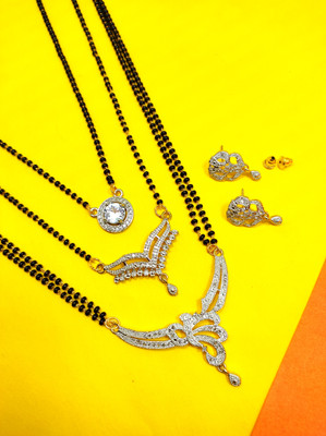 Divyanshi Collection Brass Silver Silver, Black, Gold Jewellery Set(Pack of 3)