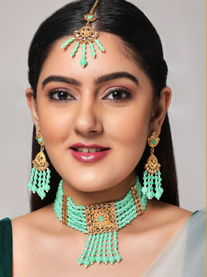 RUBANS Alloy Gold, Green Jewellery Set(Pack of 1)