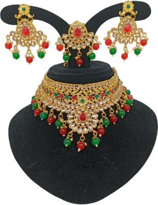 aaiji creation Alloy Gold-plated Red, Green Jewellery Set(Pack of 1)
