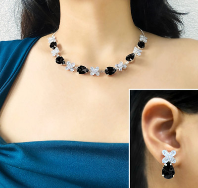 Varnii Stone, Alloy Silver Black, White, Silver Jewellery Set(Pack of 1)