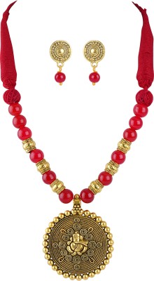 TAP Fashion Copper Gold-plated Red Jewellery Set(Pack of 2)