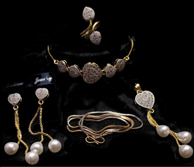 TAJONI Alloy Rhodium Gold, Silver Jewellery Set(Pack of 1)