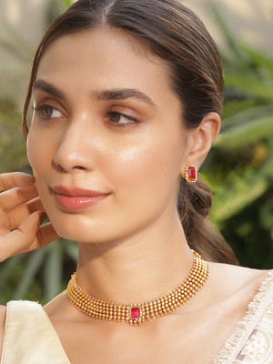 RUBANS Brass Gold-plated Gold Jewellery Set(Pack of 1)
