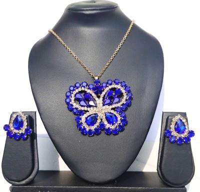 KAMPSS Alloy Gold-plated Blue Jewellery Set(Pack of 1)