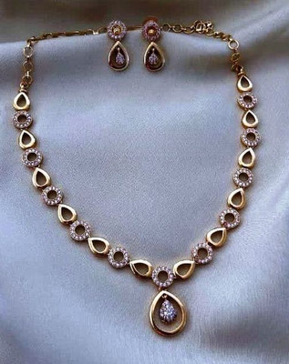 PBM CREATIONS Copper Gold-plated Multicolor, Gold, White Jewellery Set(Pack of 1)
