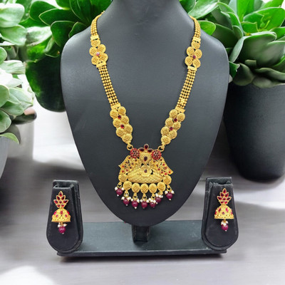 R A Enterprises Alloy Gold-plated Maroon Jewellery Set(Pack of 3)
