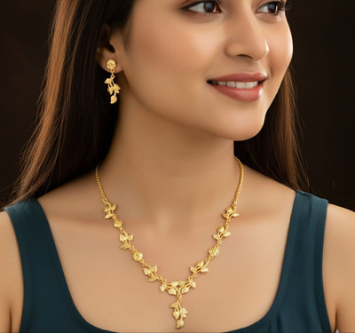 Lukaya Fashion Stainless Steel Gold-plated Gold Jewellery Set(Pack of 1)