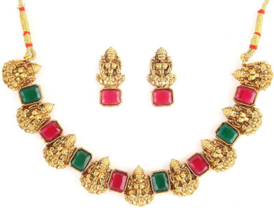 Raaji’s Zinc, Alloy Gold-plated Multicolor, Ruby Red Jewellery Set(Pack of 1)