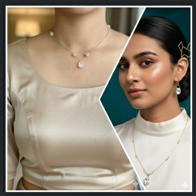 CARTOL Stainless Steel Gold-plated White Jewellery Set(Pack of 2)