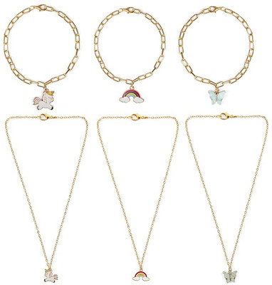 EnlightenMani Alloy Gold-plated Multicolor Jewellery Set(Pack of 6)