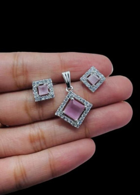house of common Alloy Sterling Silver Pink, Silver Jewellery Set(Pack of 2)