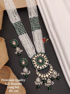 KUHAJI Brass Gold-plated Green Jewellery Set(Pack of 2)