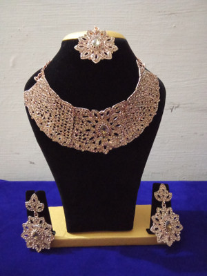 Necklass Fabric Gold Jewellery Set(Pack of 1)