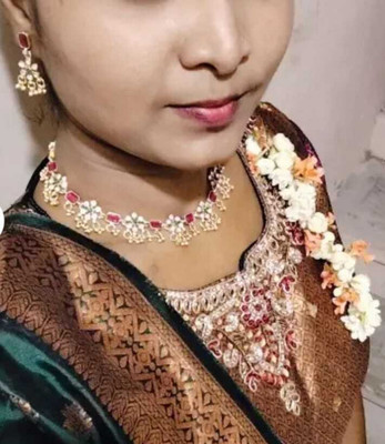 Web Mall Alloy Gold-plated Gold, White, Red Jewellery Set(Pack of 1)