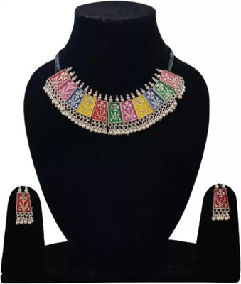ZUKHRUF Oxidised Silver Silver Multicolor Jewellery Set(Pack of 1)