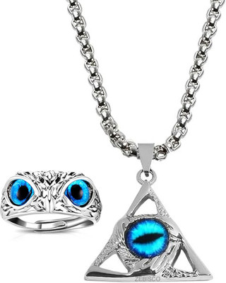 zebisco Stainless Steel Silver Blue, Silver Jewellery Set(Pack of 2)