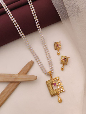 revary Brass Gold-plated Gold Jewellery Set(Pack of 3)