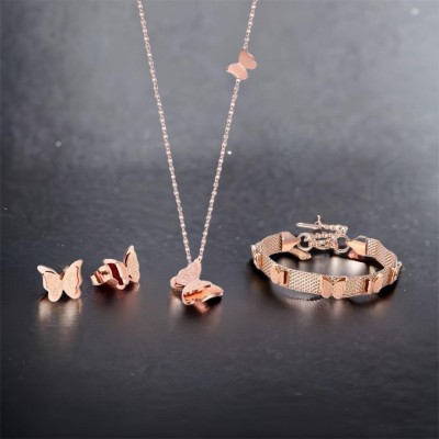 MYKI Stainless Steel Gold-plated Rose Gold Jewellery Set(Pack of 3)