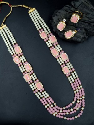 aarnaa Alloy Gold-plated Pink Jewellery Set(Pack of 3)