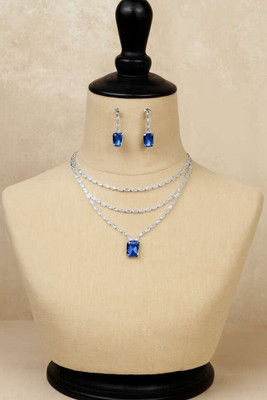 V.V. Sons Alloy Blue, Silver Jewellery Set(Pack of 1)