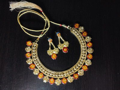 Devi creation Brass, Alloy Gold-plated Red, Gold Jewellery Set(Pack of 1)