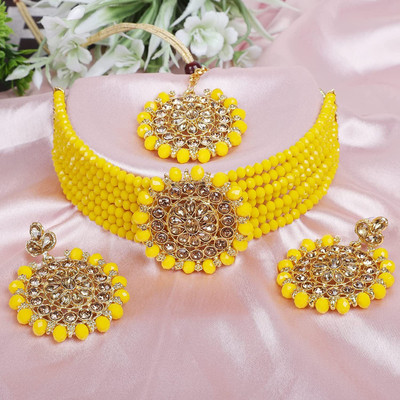MGEdge Crystal Gold-plated Yellow Jewellery Set(Pack of 1)