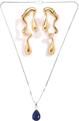 SKG Fashions Stone Blue, Gold Jewellery Set(Pack of 1)