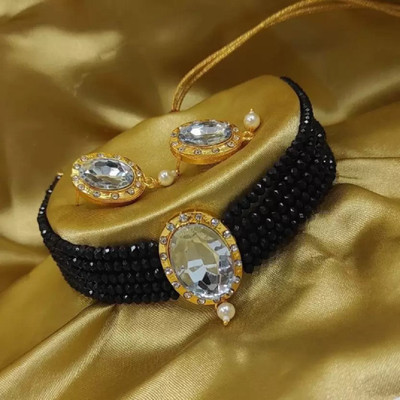 catalyst venture Alloy Gold-plated Black Jewellery Set(Pack of 1)